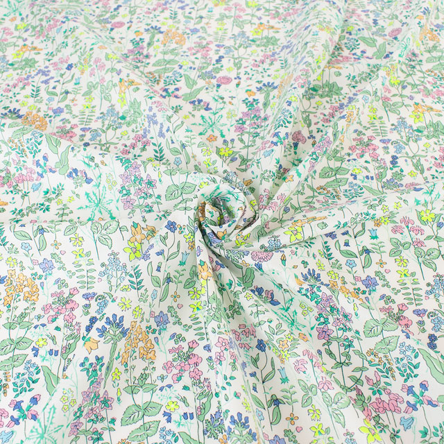 生地 LIBERTY FABRICS リバティ・ファブリックス タナローン 2024SS Neon Liberty Neon Fields ネオン・フィールズ(DC33790) J24B.オフ×イエロー 99Zz99j