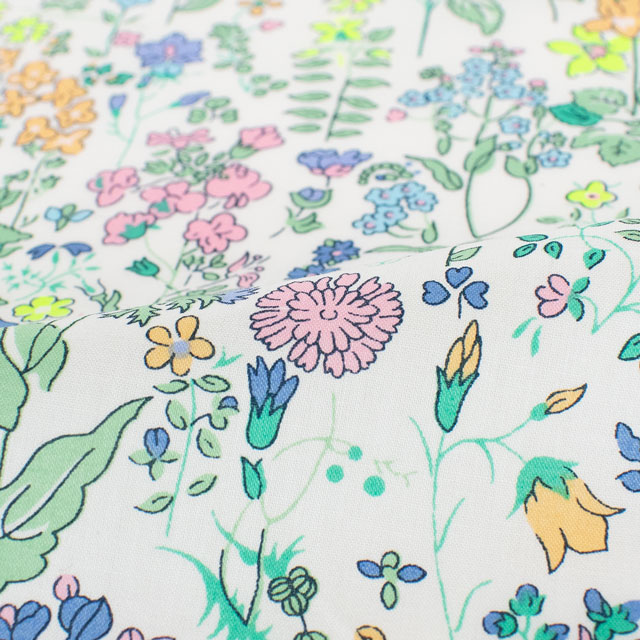 生地 LIBERTY FABRICS リバティ・ファブリックス タナローン 2024SS Neon Liberty Neon Fields ネオン・フィールズ(DC33790) J24B.オフ×イエロー 99Zz99j