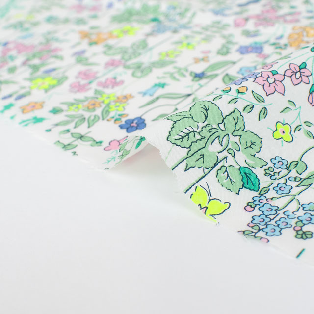 生地 LIBERTY FABRICS リバティ・ファブリックス タナローン 2024SS Neon Liberty Neon Fields ネオン・フィールズ(DC33790) J24B.オフ×イエロー 99Zz99j