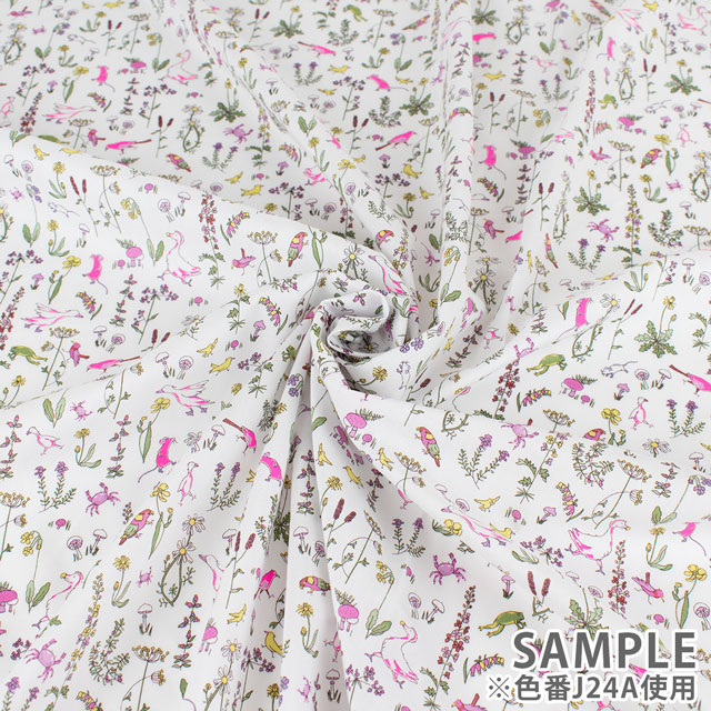 生地 LIBERTY FABRICS リバティ・ファブリックス タナローン 2024SS Neon Liberty Theo Neon セオ・ネオン(DC33635) J24C.生成×オレンジ 99Zz99j