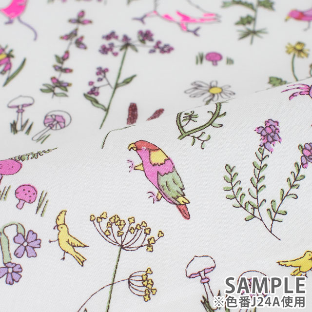 生地 LIBERTY FABRICS リバティ・ファブリックス タナローン 2024SS Neon Liberty Theo Neon セオ・ネオン(DC33635) J24C.生成×オレンジ 99Zz99j