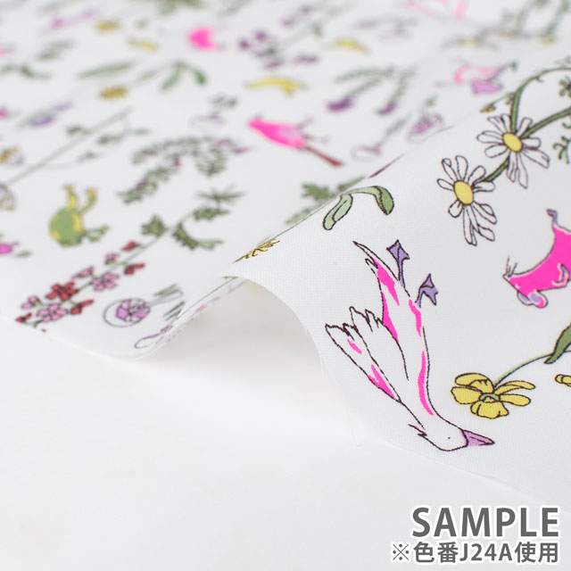 生地 LIBERTY FABRICS リバティ・ファブリックス タナローン 2024SS Neon Liberty Theo Neon セオ・ネオン(DC33635) J24C.生成×オレンジ 99Zz99j