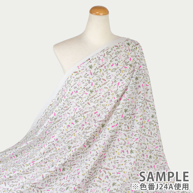 生地 LIBERTY FABRICS リバティ・ファブリックス タナローン 2024SS Neon Liberty Theo Neon セオ・ネオン(DC33635) J24C.生成×オレンジ 99Zz99j