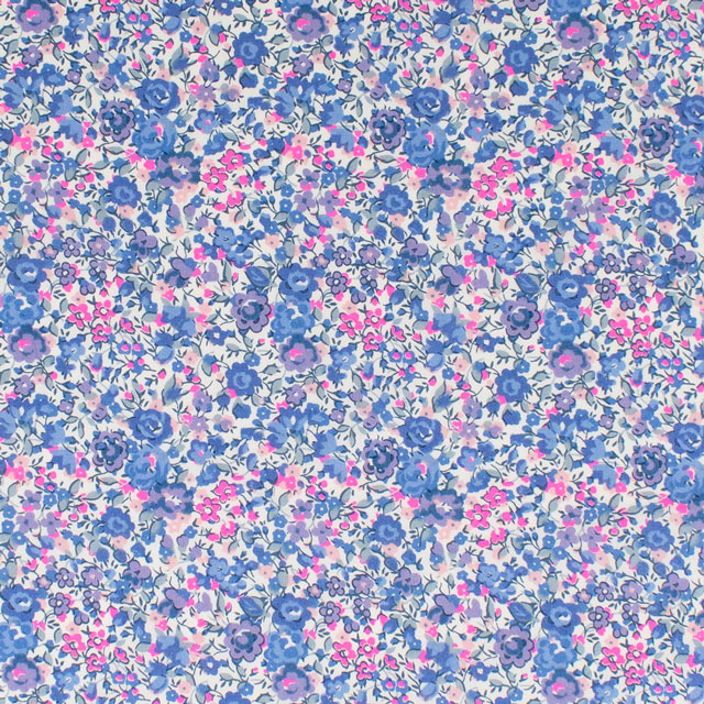 生地 LIBERTY FABRICS リバティ・ファブリックス タナローン 2024SS Neon Liberty Emma and Georgina エマ・アンド・ジョルジーナ(11-3631251N) J24A.ブルー×ピンク 99Zz99j