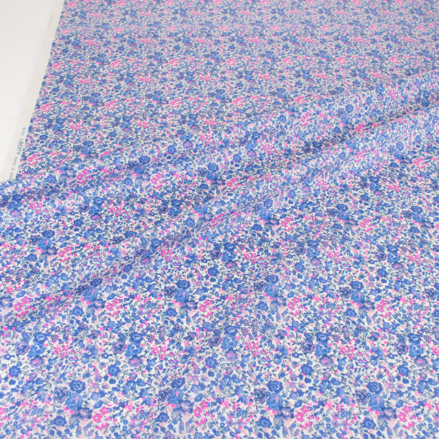 生地 LIBERTY FABRICS リバティ・ファブリックス タナローン 2024SS Neon Liberty Emma and Georgina エマ・アンド・ジョルジーナ(11-3631251N) J24A.ブルー×ピンク 99Zz99j
