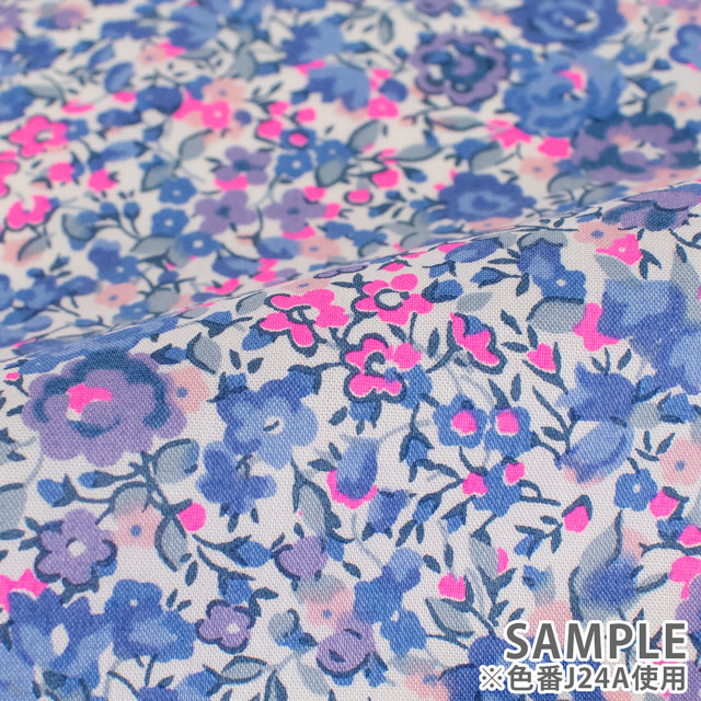生地 LIBERTY FABRICS リバティ・ファブリックス タナローン 2024SS Neon Liberty Emma and Georgina エマ・アンド・ジョルジーナ(11-3631251N) J24A.ブルー×ピンク 99Zz99j