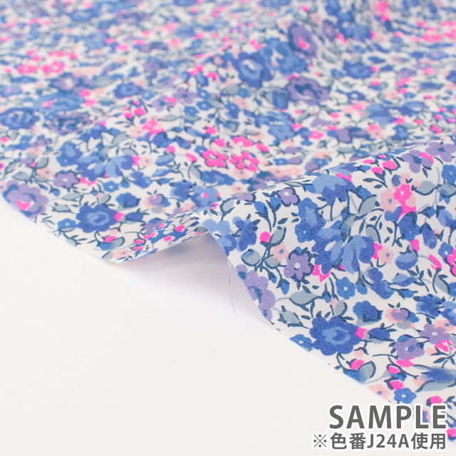 生地 LIBERTY FABRICS リバティ・ファブリックス タナローン 2024SS Neon Liberty Emma and Georgina エマ・アンド・ジョルジーナ(11-3631251N) J24A.ブルー×ピンク 99Zz99j