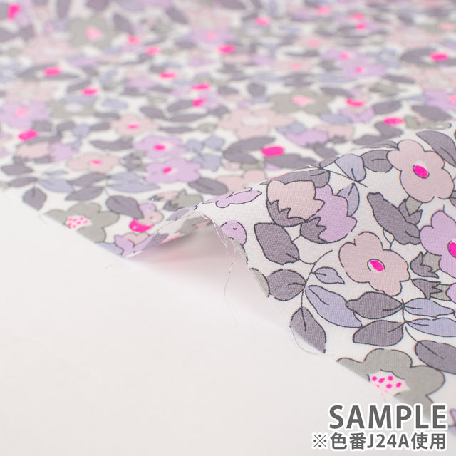 生地 LIBERTY FABRICS リバティ・ファブリックス タナローン 2024SS Neon Liberty Betsy Berry ベッツィ・ベリー(20-36302107N) J24C.ブルー×オレンジ 99Zz99j