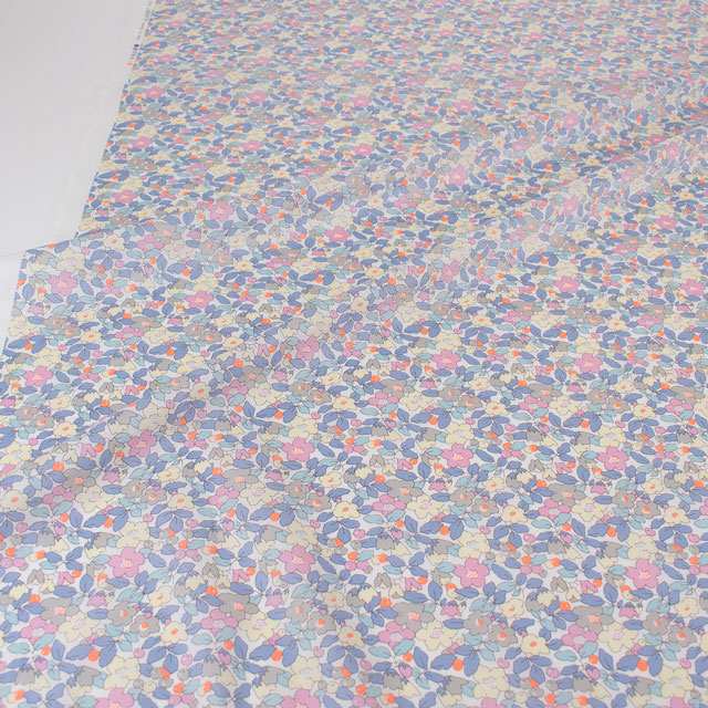 生地 LIBERTY FABRICS リバティ・ファブリックス タナローン 2024SS Neon Liberty Betsy Berry ベッツィ・ベリー(20-36302107N) J24C.ブルー×オレンジ 99Zz99j