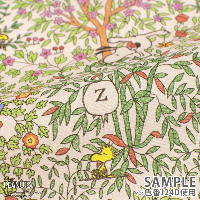 生地 LIBERTY FABRICS リバティ・ファブリックス タナローン PEANUTS(TM) COLLECTION Woodstock Day ウッドストック・デイ(DC33936) J24A.グリーン×ブルー 09Ac03j