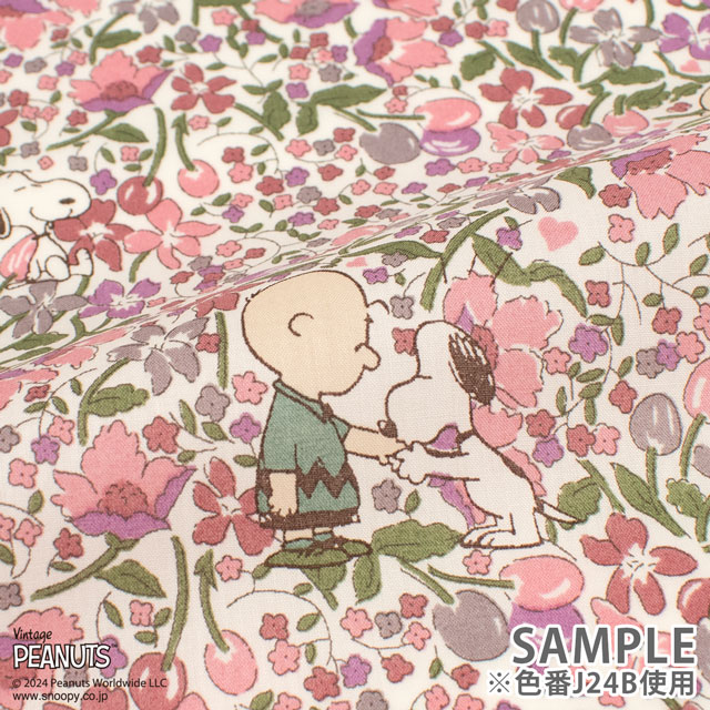生地 LIBERTY FABRICS リバティ・ファブリックス タナローン PEANUTS(TM) COLLECTION Charlie Brown's Flowers チャーリー・ブラウンズ・フラワーズ(DC33937) J24B.ピンク 09Ac03j