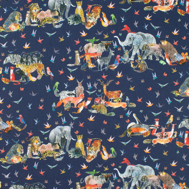 生地 LIBERTY FABRICS リバティ・ファブリックス タナローン 2024SS Wildsmith's Wonderful World Jungle Crumble ジャングル・クランブル(363J4201) 24AU.ネイビー 99Zz99j