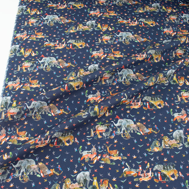 生地 LIBERTY FABRICS リバティ・ファブリックス タナローン 2024SS Wildsmith's Wonderful World Jungle Crumble ジャングル・クランブル(363J4201) 24AU.ネイビー 99Zz99j