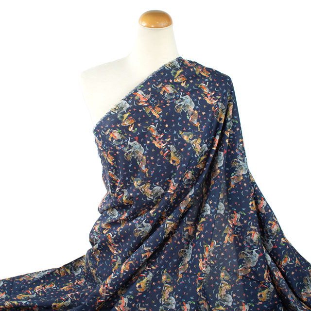 生地 LIBERTY FABRICS リバティ・ファブリックス タナローン 2024SS Wildsmith's Wonderful World Jungle Crumble ジャングル・クランブル(363J4201) 24AU.ネイビー 99Zz99j