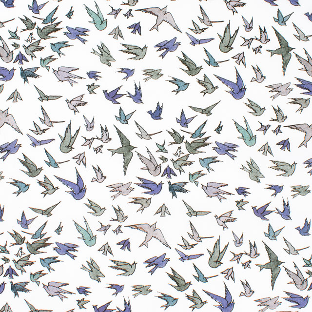 生地 LIBERTY FABRICS リバティ・ファブリックス タナローン 2024SS Wildsmith's Wonderful World Choir of Flyers クワイア・オブ・フライヤーズ(363J4202) 24AU.ブルー 99Zz99j