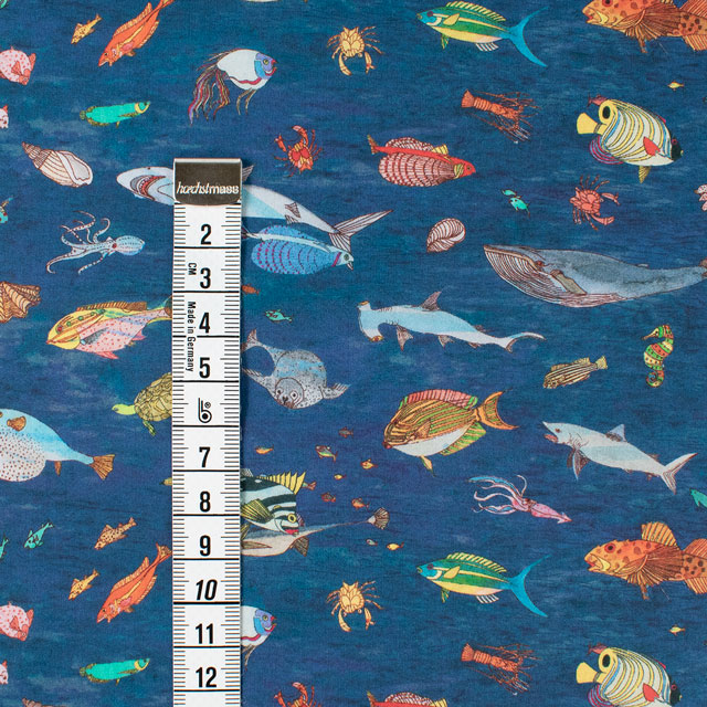 生地 LIBERTY FABRICS リバティ・ファブリックス タナローン 2024SS Wildsmith's Wonderful World Brian’s Aquarium ブライアンズ・アクアリウム(363J4212) 24CU.ブルー 99Zz99j