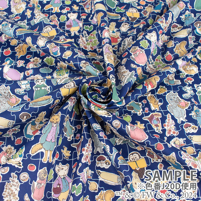 生地 LIBERTY FABRICS リバティ・ファブリックス タナローン ピーターラビット(TM)・コレクション Hilltop Adventures ヒルトップ・アドベンチャー(DC30740) J24A.ベージュ 99Zz99j