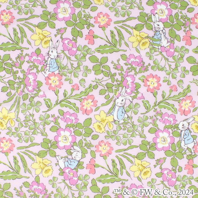 生地 LIBERTY FABRICS リバティ・ファブリックス タナローン ピーターラビット(TM)・コレクション Walker Rabbits ウォーカー・ラビッツ(DC30740) J24A.ラベンダー 09Ac03j