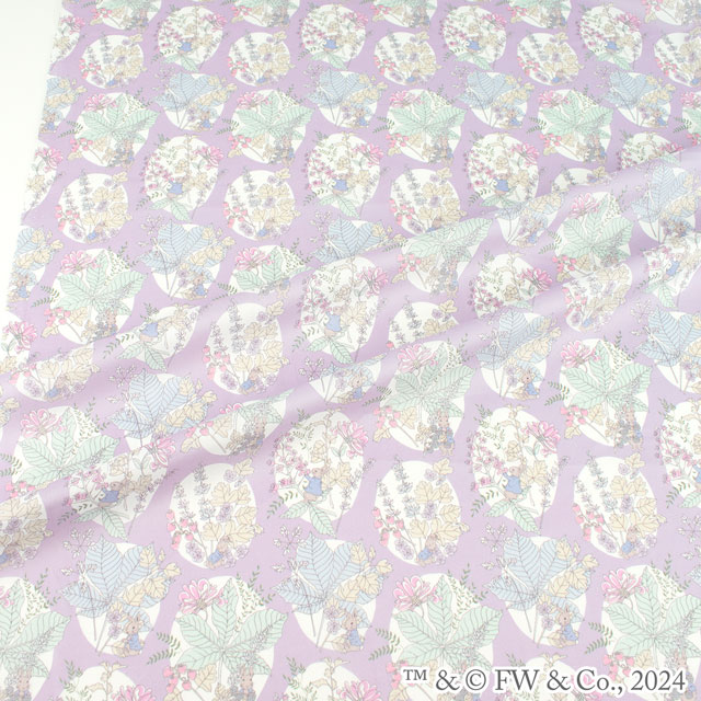 生地 LIBERTY FABRICS リバティ・ファブリックス タナローン ピーターラビット(TM)・コレクション Hawthorn Bunnies ホーソーン・バニーズ(DC30743) J24A.ラベンダー 99Zz99j