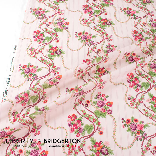 生地 LIBERTY FABRICS リバティ・ファブリックス タナローン LIBERTY FABRICS & BRIDGERTON Ribbon Cascade リボン・カスケード(36374404) A.ピンク 09Ac03j