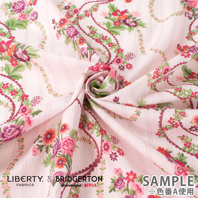 生地 LIBERTY FABRICS リバティ・ファブリックス タナローン LIBERTY FABRICS & BRIDGERTON Ribbon Cascade リボン・カスケード(36374404) A.ピンク 09Ac03j