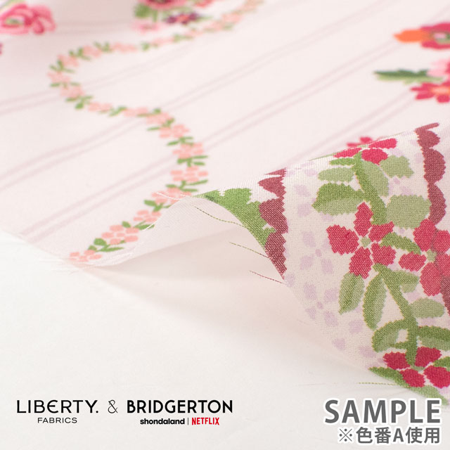 生地 LIBERTY FABRICS リバティ・ファブリックス タナローン LIBERTY FABRICS & BRIDGERTON Ribbon Cascade リボン・カスケード(36374404) A.ピンク 09Ac03j