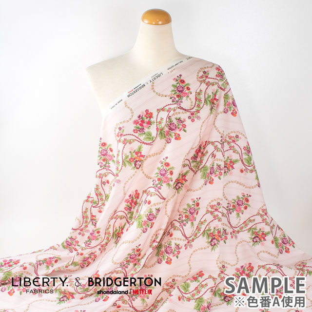 生地 LIBERTY FABRICS リバティ・ファブリックス タナローン LIBERTY FABRICS & BRIDGERTON Ribbon Cascade リボン・カスケード(36374404) A.ピンク 09Ac03j