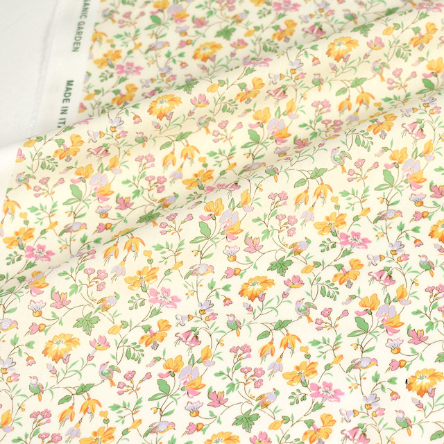 生地 LIBERTY FABRICS リバティ・ファブリックス オーガニックタナローン 2024AW Organic Garden Iveta's Garden イヴェタズ・ガーデン (24-157J913) 24BU.イエロー 09Ac03j