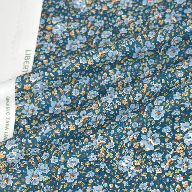 生地 LIBERTY FABRICS リバティ・ファブリックス オーガニックタナローン 2024AW Organic Garden Gemma Meadow ジェマ・メドゥ(24-157J923) 24AU.ピーコックブルー 09Ac03j