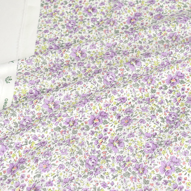 生地 LIBERTY FABRICS リバティ・ファブリックス オーガニックタナローン 2024AW Organic Garden Gemma Meadow ジェマ・メドゥ(24-157J923) 24CU.ラベンダー 09Ac04j