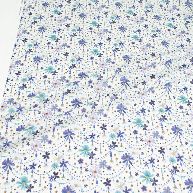 生地 LIBERTY FABRICS リバティ・ファブリックス タナローン 2024AW Native Flowers FLORAL GARLAND フローラル・ガーランド(24-363J4219) 24AU.ブルー 09Ac04j