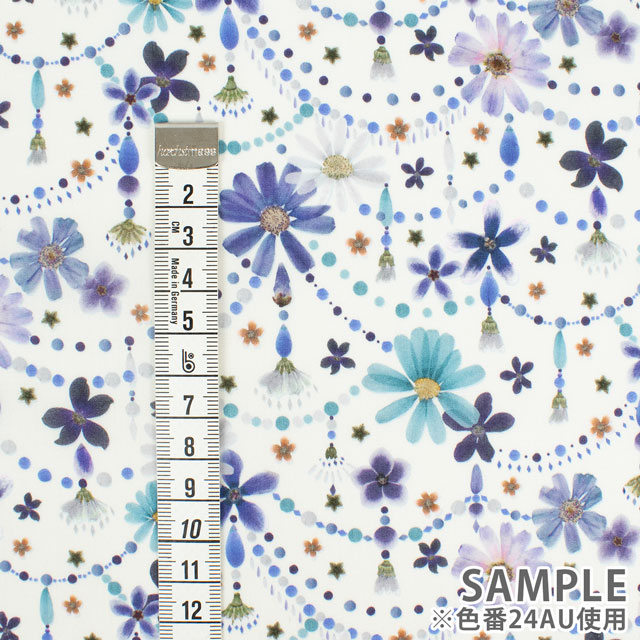 生地 LIBERTY FABRICS リバティ・ファブリックス タナローン 2024AW Native Flowers FLORAL GARLAND フローラル・ガーランド(24-363J4219) 24AU.ブルー 09Ac04j