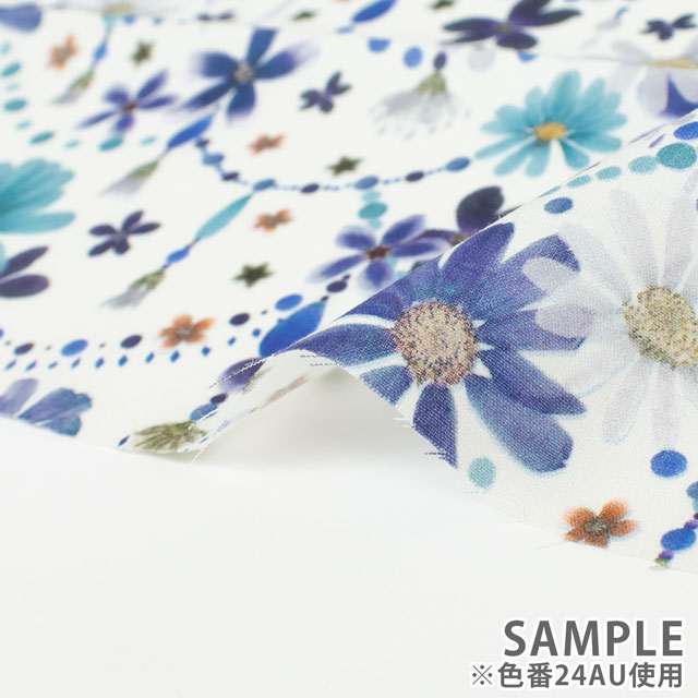 生地 LIBERTY FABRICS リバティ・ファブリックス タナローン 2024AW Native Flowers FLORAL GARLAND フローラル・ガーランド(24-363J4219) 24AU.ブルー 09Ac04j