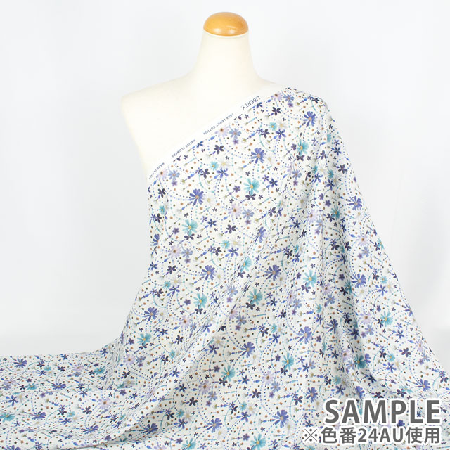生地 LIBERTY FABRICS リバティ・ファブリックス タナローン 2024AW Native Flowers FLORAL GARLAND フローラル・ガーランド(24-363J4219) 24AU.ブルー 09Ac04j