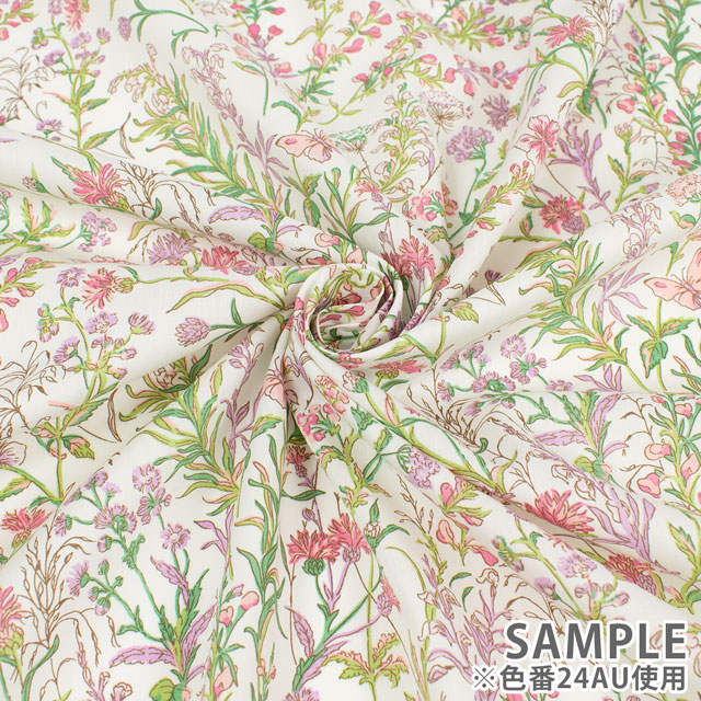 生地 LIBERTY FABRICS リバティ・ファブリックス タナローン 2024AW Native Flowers BUTTERFLY MEADOW バタフライ・メドゥ(24-363J4226) 24AU.ピンク 09Ac03j