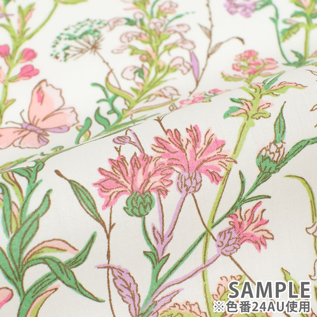 生地 LIBERTY FABRICS リバティ・ファブリックス タナローン 2024AW Native Flowers BUTTERFLY MEADOW バタフライ・メドゥ(24-363J4226) 24AU.ピンク 09Ac03j