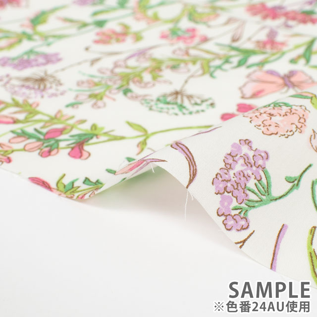 生地 LIBERTY FABRICS リバティ・ファブリックス タナローン 2024AW Native Flowers BUTTERFLY MEADOW バタフライ・メドゥ(24-363J4226) 24AU.ピンク 09Ac03j