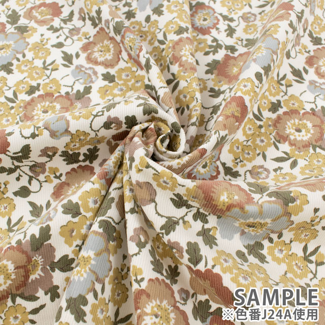 生地 LIBERTY FABRICS リバティ・ファブリックス コーデュロイ 2024AW Poppy Poem ポピー・ポエム(24-3634204) J24A.イエロー 09Bi26j
