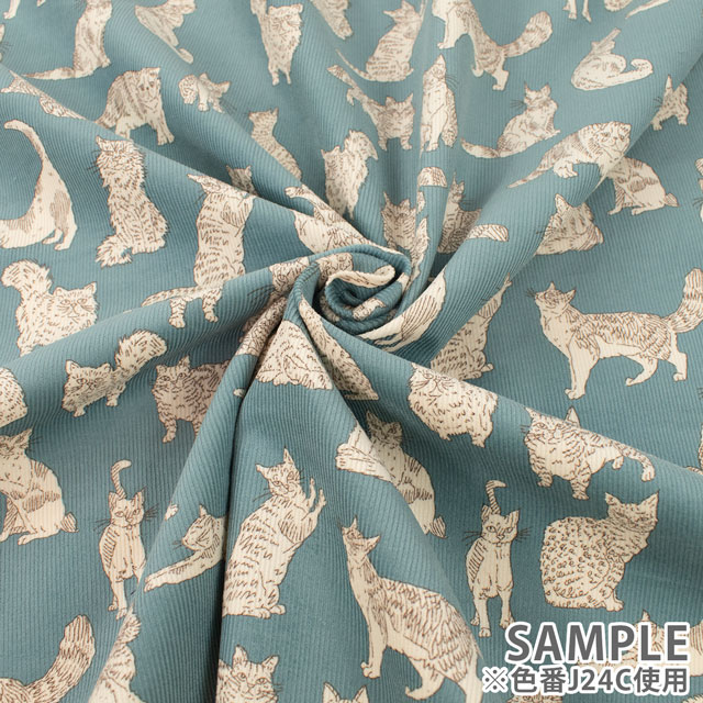 生地 LIBERTY FABRICS リバティ・ファブリックス コーデュロイ 2024AW Meow ミャオウ(DC32576L130) J24C.ブルー 99Zz99j