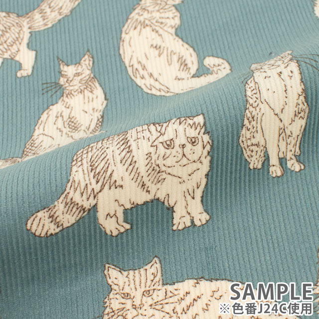 生地 LIBERTY FABRICS リバティ・ファブリックス コーデュロイ 2024AW Meow ミャオウ(DC32576L130) J24C.ブルー 99Zz99j