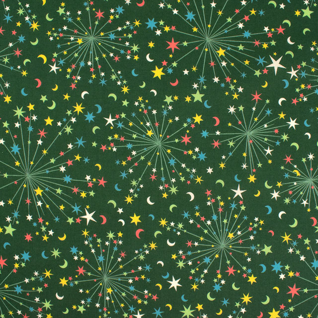 生地 LIBERTY FABRICS リバティ・ファブリックス タナローン 2024AW Pearly Christmas Helen's Starry Sky へレンズ・スターリー・スカイ(15773403) 24CT.ダークグリーン 09Ac03j