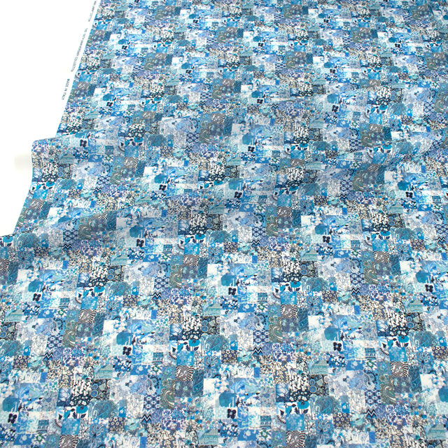 生地 LIBERTY FABRICS リバティ・ファブリックス タナローン 2025SS Retold 150th Anniversary Collection Archive Patchwork アーカイブ・パッチワーク(25-3635114) 25BU.ブルー 09Ac03j