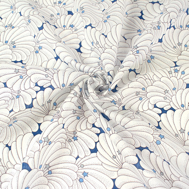 生地 LIBERTY FABRICS リバティ・ファブリックス タナローン 2025SS Retold 150th Anniversary Collection Poiret Shell ポワレ・シェル(25-3635122) 25BU.ブルー 09Ac03j