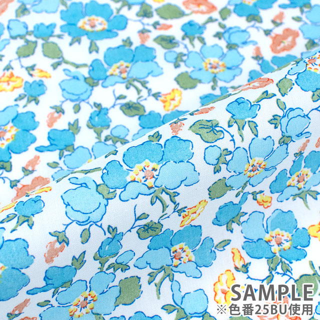 生地 LIBERTY FABRICS リバティ・ファブリックス タナローン 2025SS Retold 150th Anniversary Collection Mrs Stoneley ミセス・ストーンリー(25-3635123) 25BU.ブルー 09Ac03j