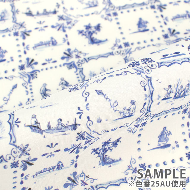 生地 LIBERTY FABRICS リバティ・ファブリックス タナローン 2025SS Retold 150th Anniversary Collection Employees' Picnic エンプロイーズ・ピクニック(25-3635156) 25AU.ブルー 09Ac03j