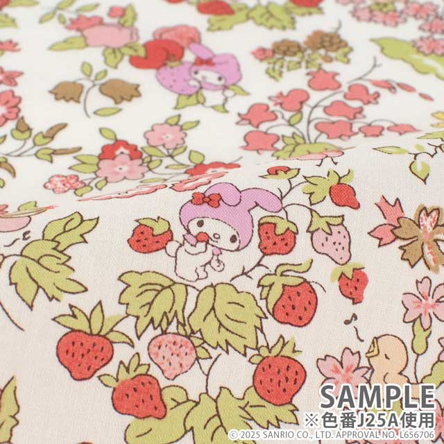生地 LIBERTY FABRICS リバティ・ファブリックス タナローン 2025SS My Melody & Little Twin Stars 50th Anniversary Collection ナンシーズ・オーチャード(DC30715) J25A.ピンク 09Ac03j