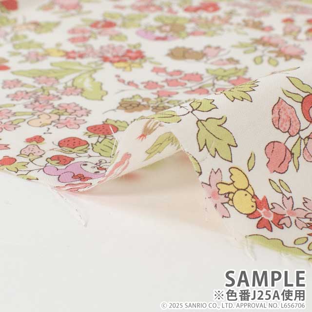 生地 LIBERTY FABRICS リバティ・ファブリックス タナローン 2025SS My Melody & Little Twin Stars 50th Anniversary Collection ナンシーズ・オーチャード(DC30715) J25A.ピンク 09Ac03j