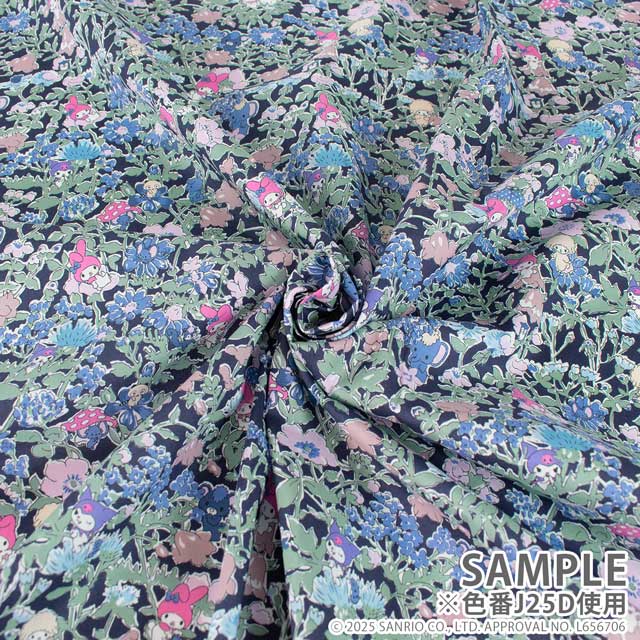 生地 LIBERTY FABRICS リバティ・ファブリックス タナローン 2025SS My Melody & Little Twin Stars 50th Anniversary Collection メロディーズ・パーティ(DC30716) J25A.ピンク 09Ac03j