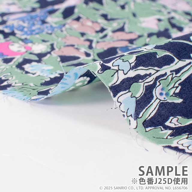 生地 LIBERTY FABRICS リバティ・ファブリックス タナローン 2025SS My Melody & Little Twin Stars 50th Anniversary Collection メロディーズ・パーティ(DC30716) J25A.ピンク 09Ac03j