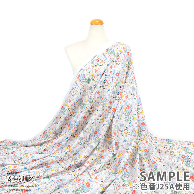 生地 LIBERTY FABRICS リバティ・ファブリックス タナローン 2025SS PEANUTS(TM) collection Vol.2 Sunny Holiday サニー・ホリディ(DC34860) J25A.オフ×マルチ 09Ac03j